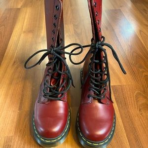 RARE Dr. Martens Red Mid-calf Boots, size 7W